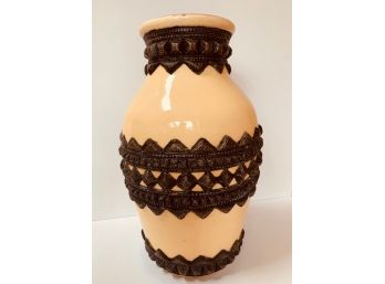 Glazed Ceramic Vase W/ Decorative Trim
