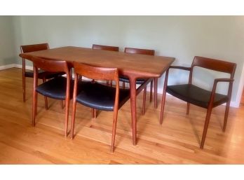 Mid-Century J.L. Moller Teak Table And 6 Chairs