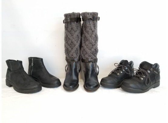 Three Pairs Women's Black Timberland Boots Sizes 5.5 & 8M
