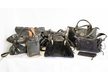 Nice Assortment Of 9 Black Designer Pocketbook Handbags; Gap, Mark, Danielle Nicole & More!