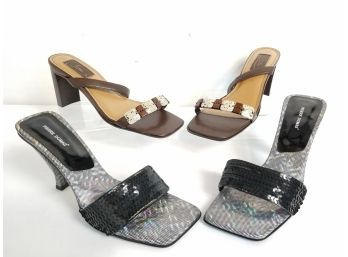 Fioni & Pierre Dumas Square Open Toe Dressy Heeled Sandals Size 7.5 & 8