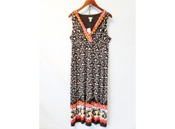Chico's Coral Border Sleeveless Maxi Dress Size 12 NWT