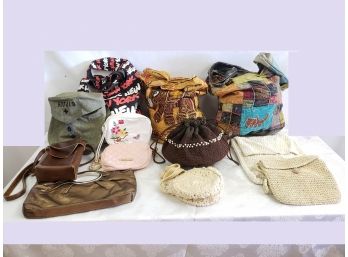 Assortment Of Twelve Women's Handbags And Clutches, Victoria Secret Clutch