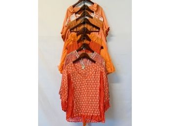 8 Orange And Peach Colored Women's Tops, Calvin Klein Jeans, TALBOTS, Lauren Ralph Lauren