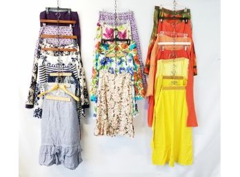An Assortment Of 20 Colorful Name Brand Skirts; Chico's, Talbots, Gap, Loft, Dressbarn