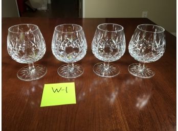 (W1) Lot Of Four (4) WATERFORD Crystal - Brandy Snifters - Lismore Pattern