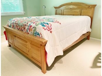 Queen Size Honey Finish Knotty Pine Bed Frame