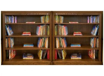 Pair Of Solid Oak Dark Stained Bookcases