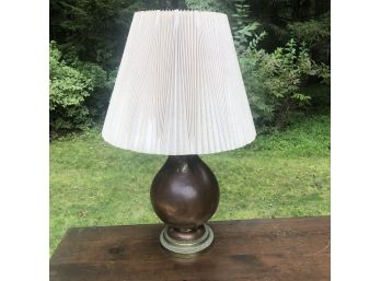 Vintage Copper Lamp With Pleated White Shade