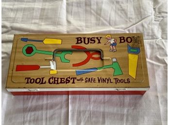 Vintage 1960’s Tin Litho Ohio Art “Busy Boy” Tool Chest