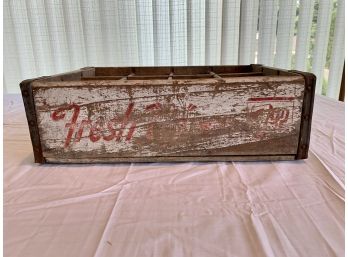 Vintage White Wooden 7Up 12 Bottle Crate From South Norwalk, CT