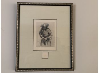 Vintage Emile Frederic Nicolle Etching  “Man With Pipe” - Musee Louvre
