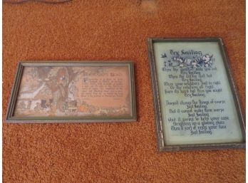 Pair Of Victorian Framed Poem Lithographs