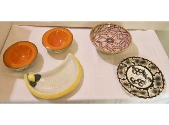 Italian Hand Painted Ceramic Serving Dishes