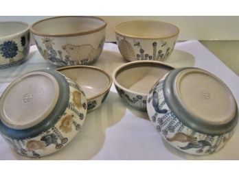 Country Farm Pottery Signed Dinner Plates And Bowls