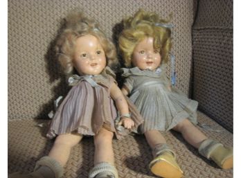 Pair Of Vintage 1930s Shirley Temple Composition Dolls