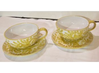 Mid-century Italian Ceramic Soup Bowls With Saucers