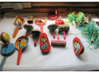 Variety Of Vintage Tin New Years Noisemakers