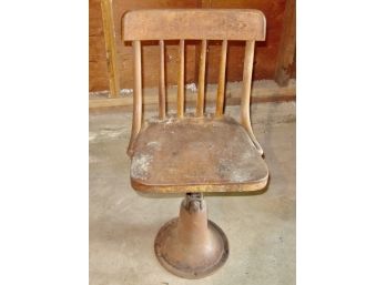Antique Children's School Desk Chair Cast Iron Base