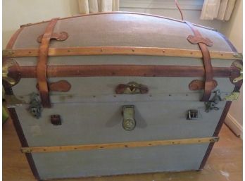 Vintage Humpback Trunk Leather Strapping
