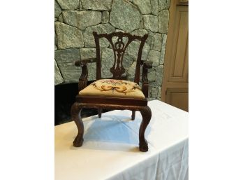 Chippendale Style Child Size Chair With Needlepoint Seat