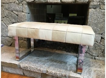 Beautiful Cowhide Bench With Chrome Legs