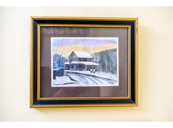 Framed Signed Watercolor Of Putnam County Village Artist Betty Lambo