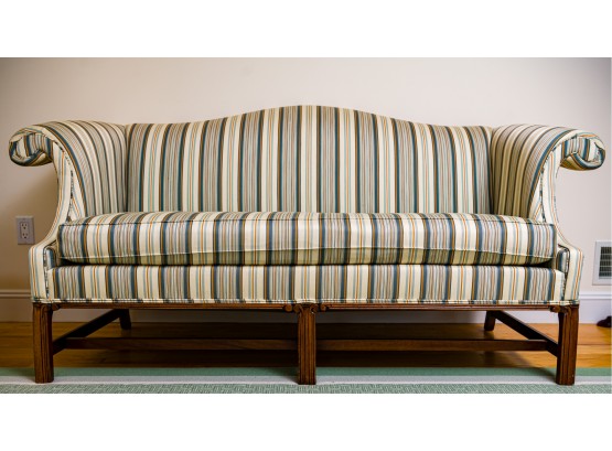 Hickory Chair Company Love Seat Upholstered In A Silk Stripe (1 Of 2)
