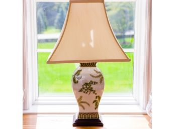 Ceramic Based Lamp With Silk Shade