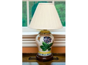 Ceramic Based Lamp With Silk Shade