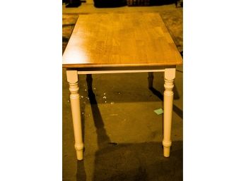 Natural Top Table With White Wooden Legs