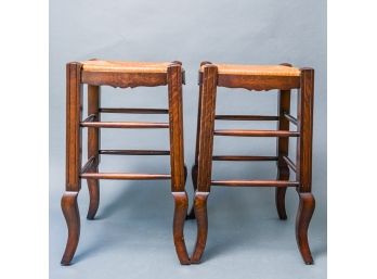 Two Rush Seat Counter Stools
