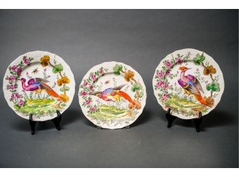 Antique Chelsea Porcelain Plates With Bird