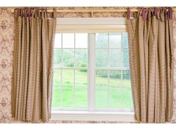 Attractive Tie Top Window Treatment In A Small Gingham Check