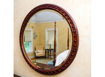 Antique Round Wooden Mirror
