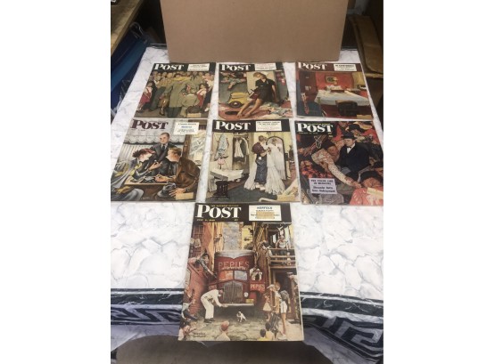 Vintage Lot Of 7-1947-1950 NORMAN ROCKWELL Saturday Evening Post Full Magazines Wit Beautiful Rockwell Covers