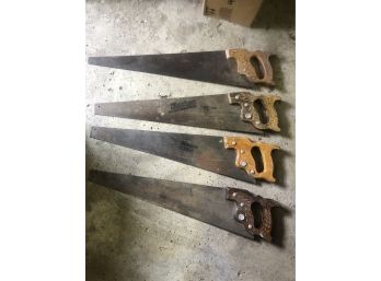 Vintage Lot DISSTON Hand Saw Collection - Lot Of 4 - Disston Hand Saws 26' In Excellent Cond See Pics