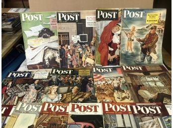Vintage Lot Of  20 -1945-1947 Saturday Evening Post Full Magazines Beautiful Covers & BALL PLAYERS On Some