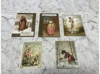 Circa 1880 Nice Condition Greeting Card Lot Valentines Day & Christmas With Such Fine Penmanship