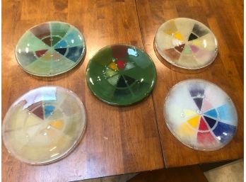 Vintage Peggy Karr Hand-Painted Salad Plates Set Of 5 7.5” Kaleidoscope Design Or BETA Test Colors