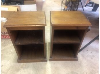 Circa Pair Of 1950s Solid Wood Night Stands In Very Nice Condion Appeox 28' Tall