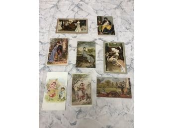 Lot Of 8 Victorian Era Trade Cards - MUSIC - PAINT - SHOES - PRAYER In Very Good Condition