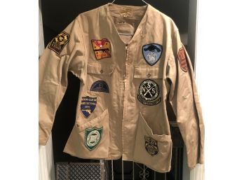 NJ 1950s Imperial 10X Army Twill Shooting Jacket W Loads Of POLICE PATCHES