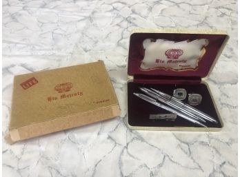 Vintage WINDSOR His Highness Majesty Fountain Pen Pencil Set W/ Cufflinks & Box In Like New Condition