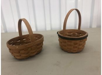 2 LONGEBERGER HANDCRAFTED MAPLE WOOD BASKETS - MINI LILLY - SMALL OVAL HORIZON