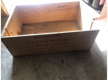 Chateau De Lescours French Wine Cellars Wood Box Case Crate Vintage 1970s