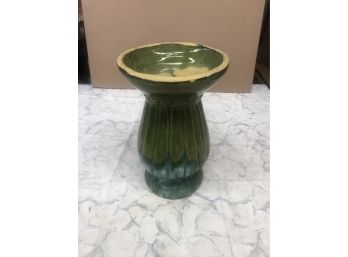 Vintage 1920s-1940s Large Heavy Mushroom Top Green Hand Made Clay Pottery Vase Planter Approx 20' Tall
