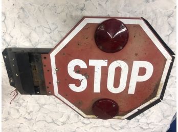 Circa 1960s School Bus Mounted Electronic Stop Sign With A Great Patina In Very Nice Condition Very Eclectic
