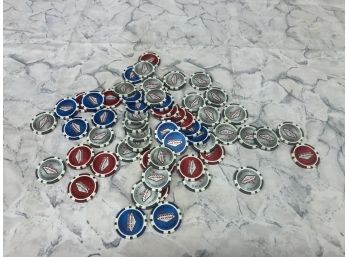 Lot Of 50+ Las Vegas 14 Gram Clay Poker Chips WHITE - RED - BLUE Chips