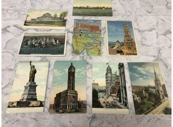 Lot Of 9 Vintage 1920s-1940s NYC Post Cards In  Very Nice Condition
